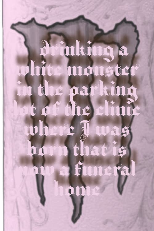 Drinking a Monster in the parking lot of the clinic where I was born that is now a funeral home backdrop