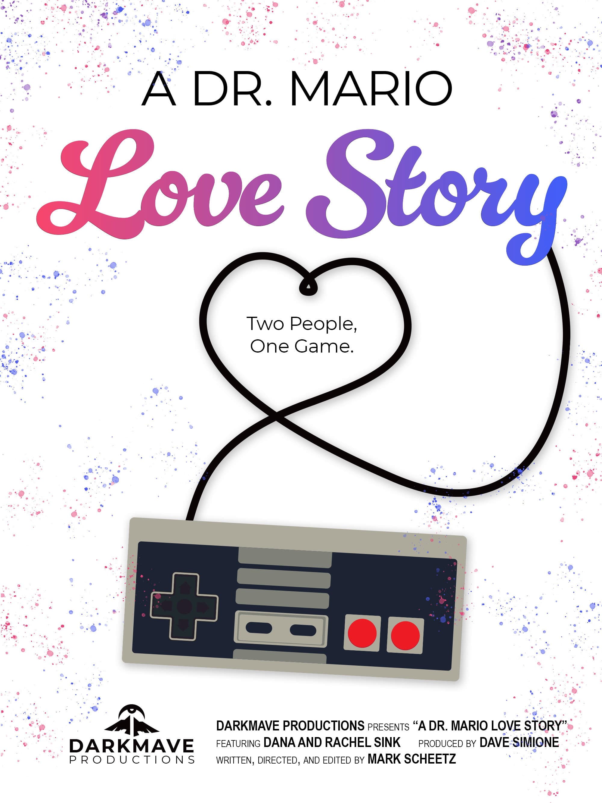 A Dr. Mario Love Story backdrop
