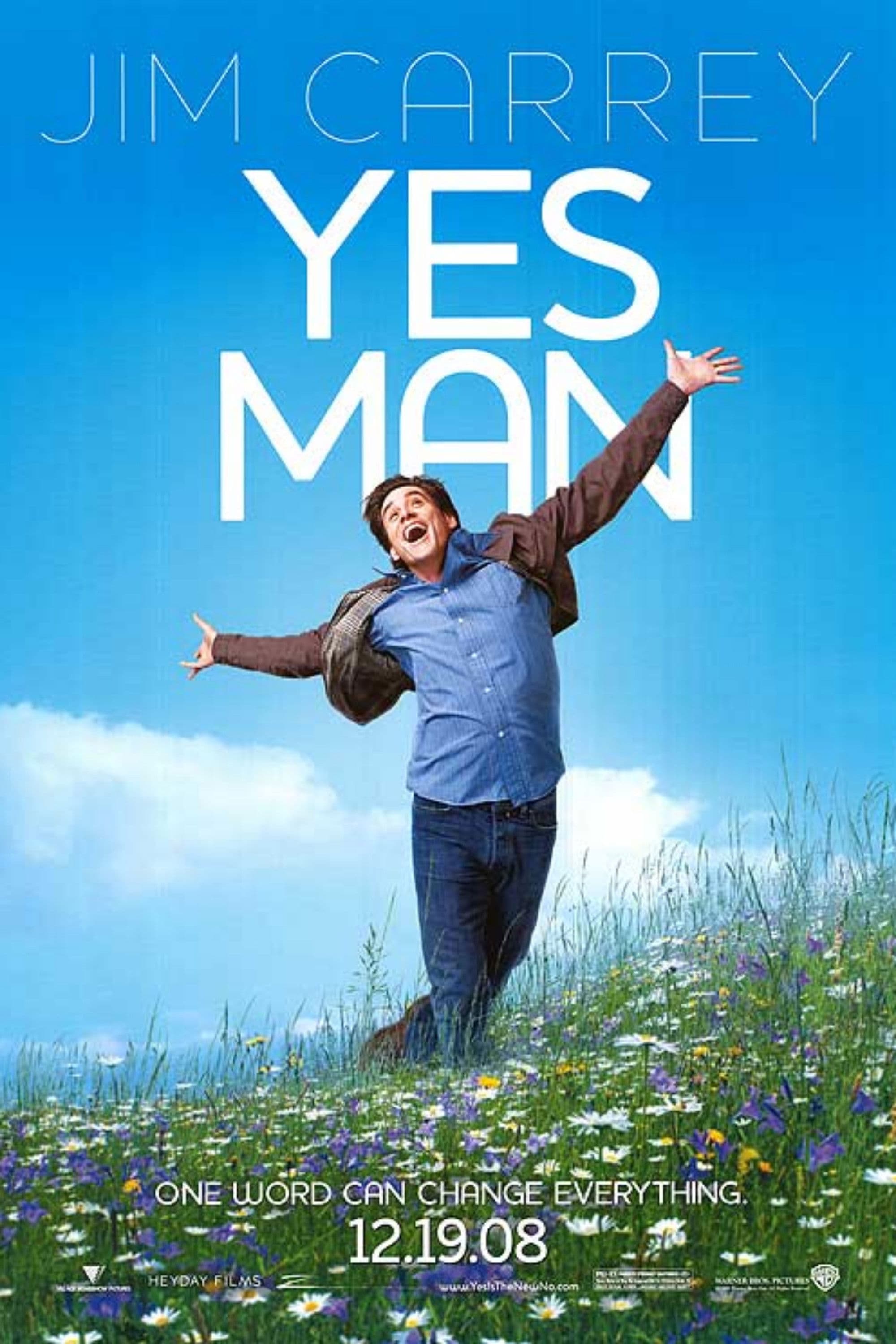 Downtime on the Set of Yes Man with Jim Carrey backdrop
