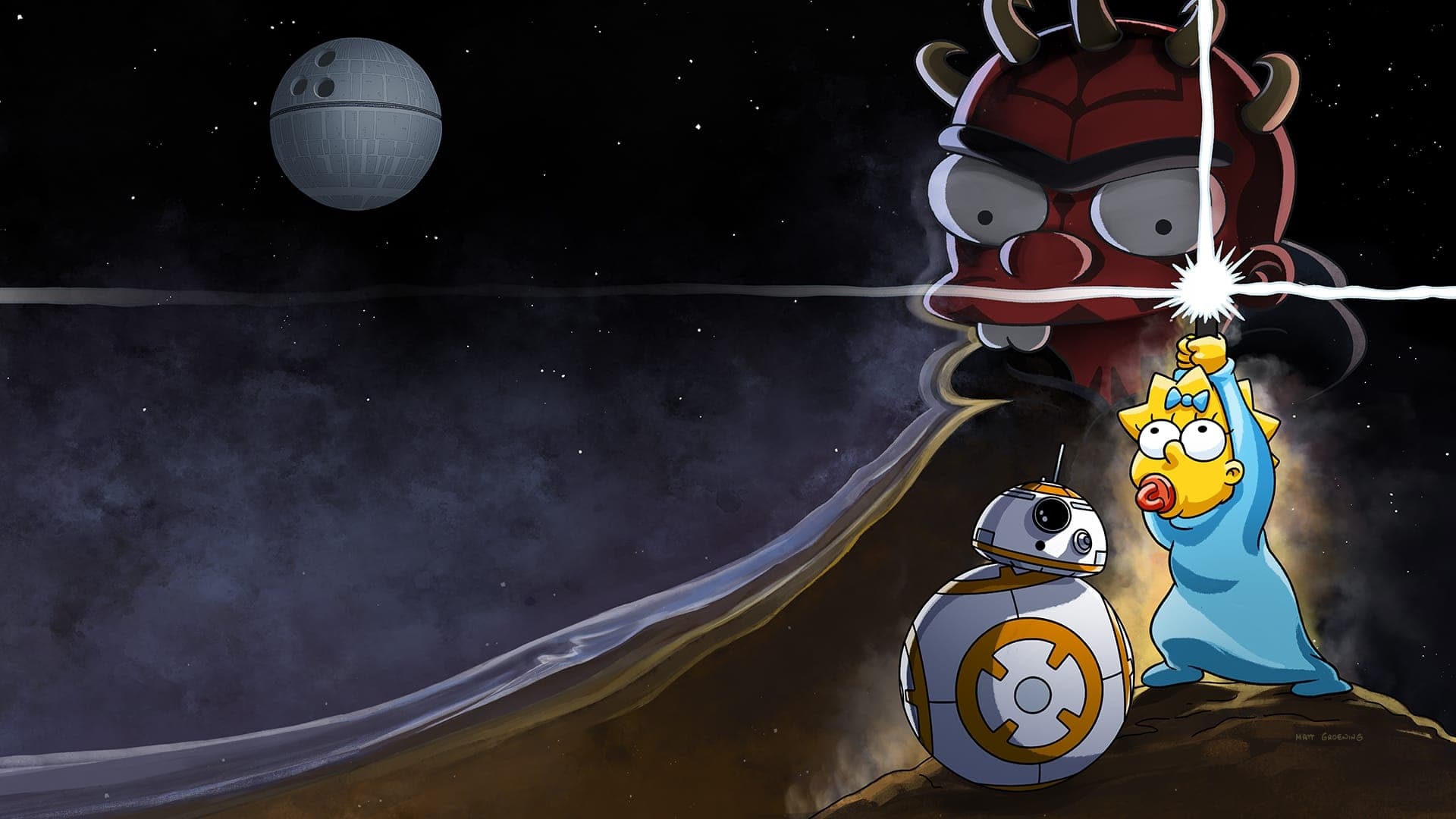 Maggie Simpson in "The Force Awakens from Its Nap" backdrop