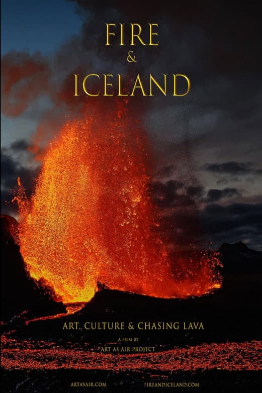 Fire and Iceland backdrop
